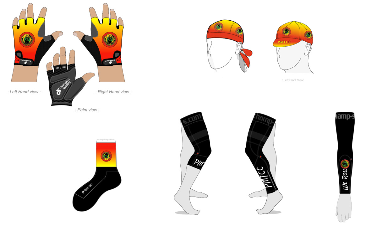 Bike riding gear - jerseys, shorts, hats, socks